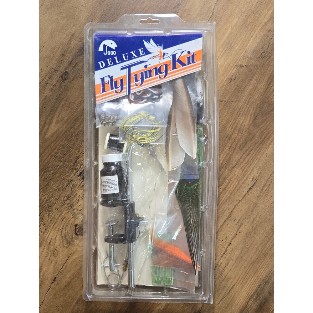 Joco Deluxe Fly Tying Kit Professional‎ Materials Vise Bobbin Hooks Feathers NEW